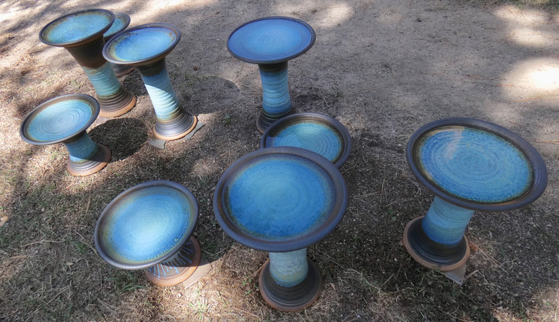 Nearly Naked Bird Baths (Tall and Short) in Matte Turquoise